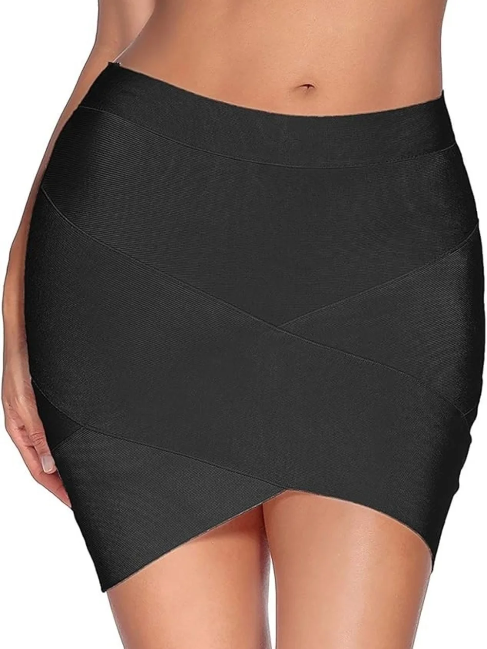 Black Women's Asymmetrical Bandage Skirt